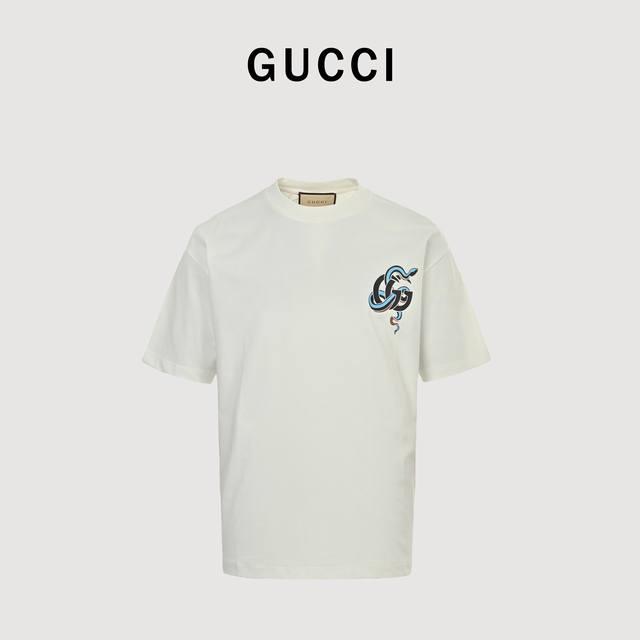 Gucci 25Ss Snake Year Limited Edition Printed Short Sleeve T-shirt It adopts a u
