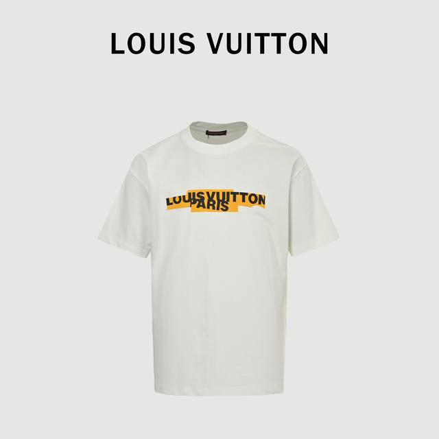 Louis Vuitton 25Ss Tape Logo 3D Laminated Short-sleeved T-shirt The fabric is ma