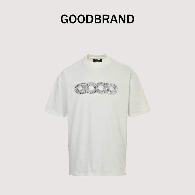 Goodbrand Fragmented Metal Logo Short Sleeve T-shirt Unisex 350g fabric Color: B