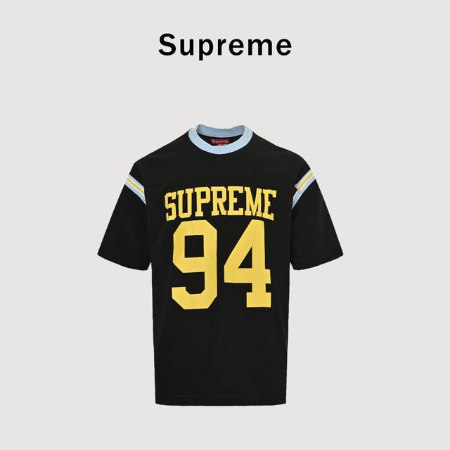 Supreme Ss25 Week8 Split SS Football Top with patchwork pattern ribbed round nec