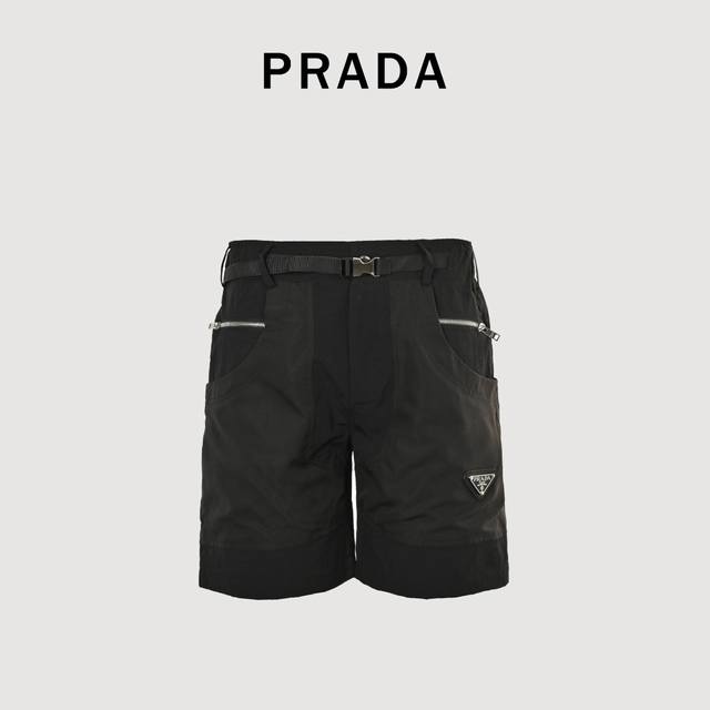 Prada side nylon pocket workwear cotton shorts The fabric is made of high-weight
