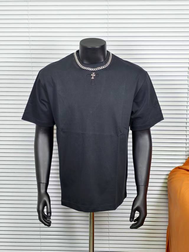 Chrome Hearts Chrome Hearts hollow cross embroidered couple short sleeves The fa