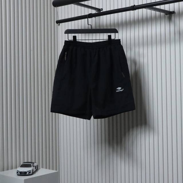 Balenciaga 3M embroidered nylon zipper pocket black high street shorts Random co