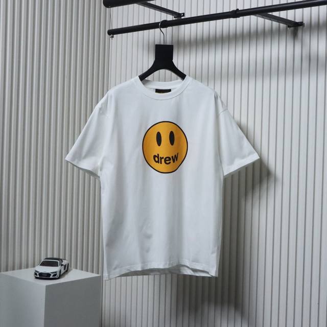 Drew House classic smiley face print short-sleeves Custom-woven and dyed fabrics