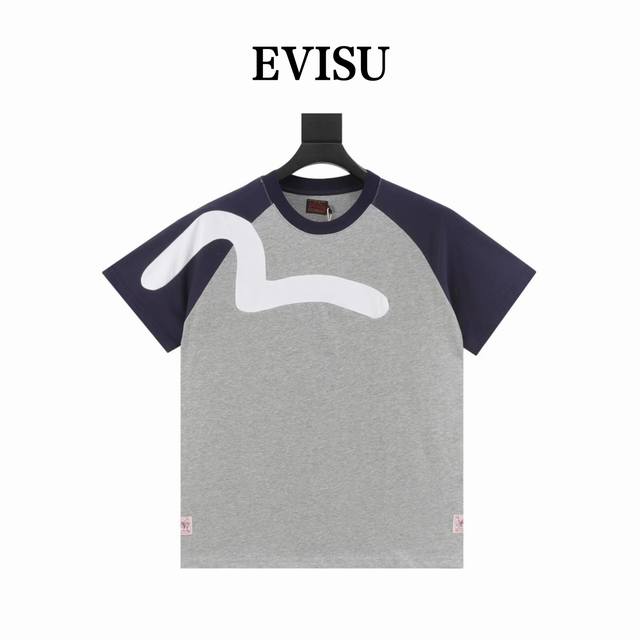 Evisu Fushen joint model color matching logo short-sleeved fashionable men and w