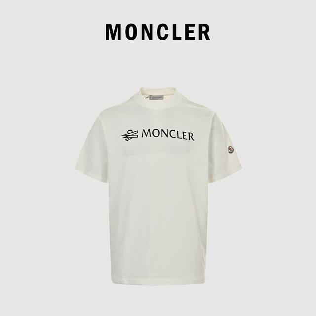 Moncler 24Ss flocked letter logo short sleeve Made of 32S double yarn plain weav