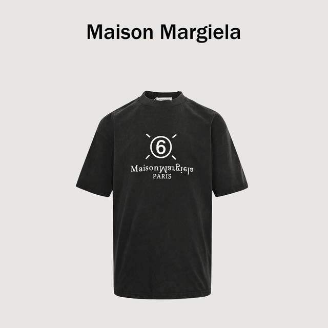 Maison Margiela 25Ss washed letter short-sleeved T-shirt The fabric is custom-wo