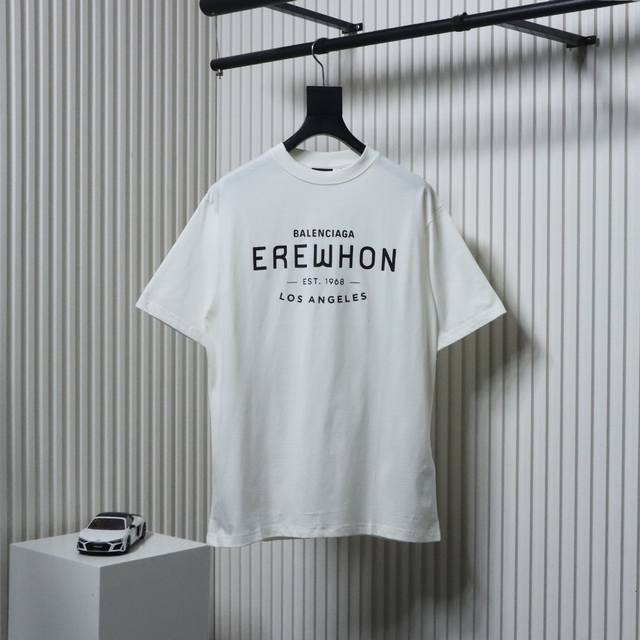 Balenciaga 24Ss 1968 letter printed short-sleeved fabric is made of 280g combed