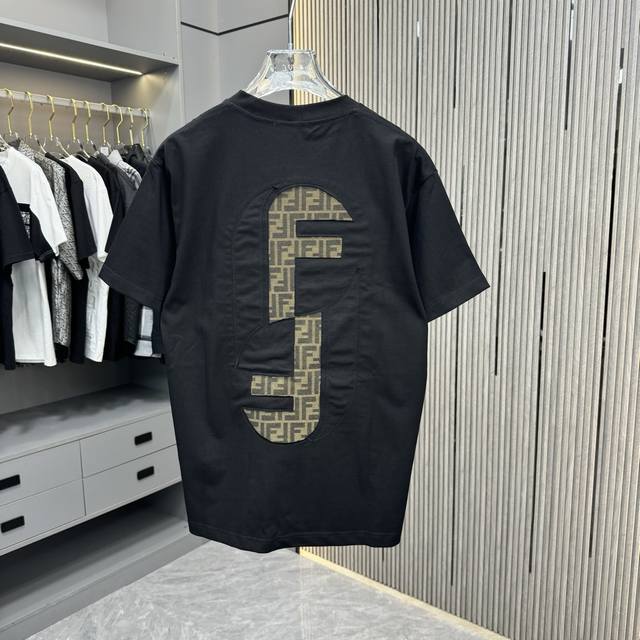 Ff Fendi 25Fw Spring and Summer New Round Neck T-shirt Made of heavy 320G double