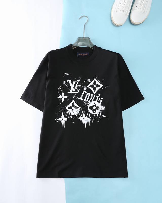 Lou V Lu*Deng 25Ss Spring and Summer new mercerized cloud cotton round neck shor