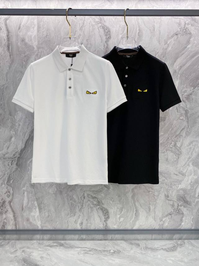 Fend 2025Ss summer new Logo men's lapel Polo shirt T-shirt classic business men'