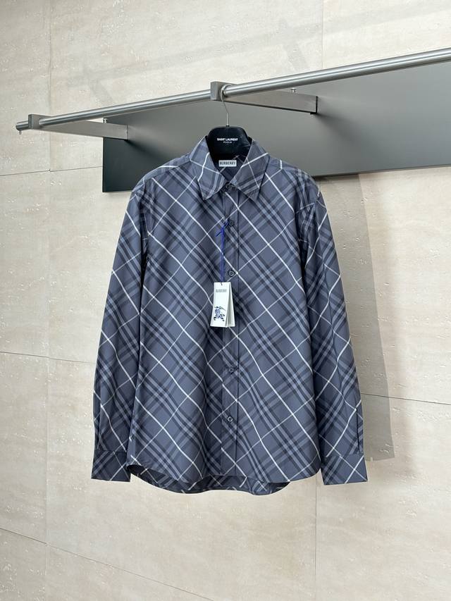 Burberr* Burberry Bbr 25Ss Spring and Summer New Twill Check Shirt The fabric is