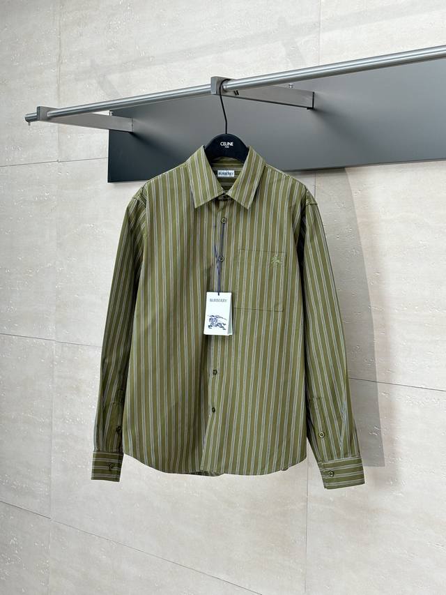 Burberr* Burberry Bbr 25Ss Spring and Summer New Striped Shirt The fabric is 100