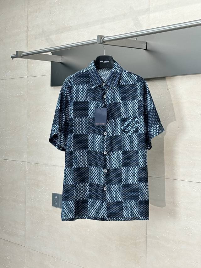 Lv Louis 25 Spring and Summer New Checkerboard Full Print Poplin Suit Short Slee