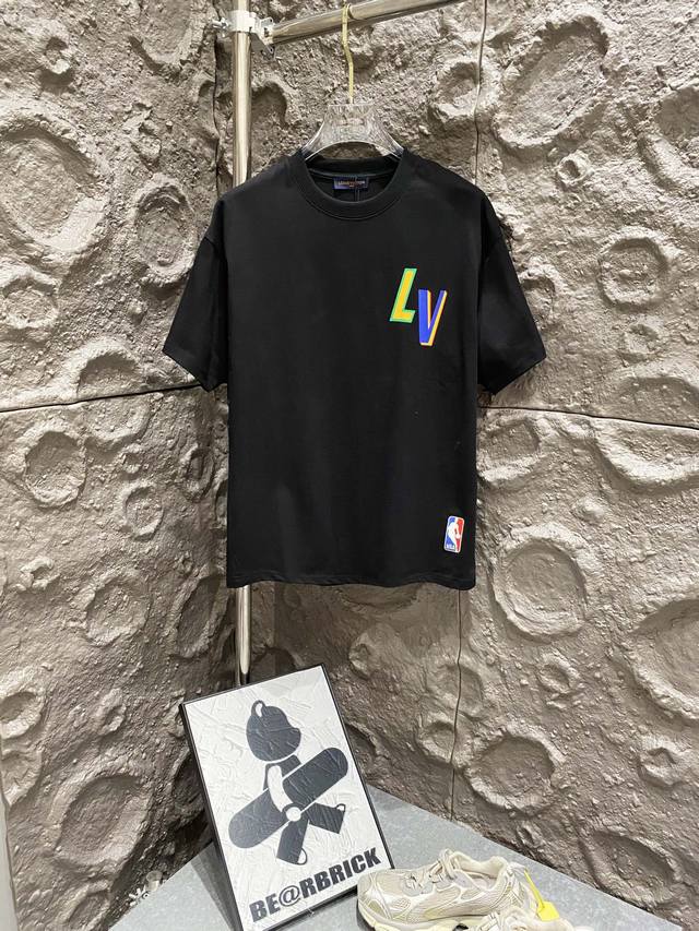 Cotton double yarn, weight 330g Louis Vuitton NBA joint latest printed short-sle