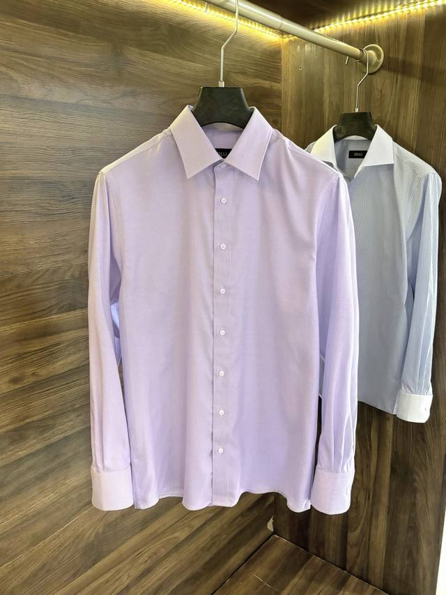 New# Zilli gentleman's jacquard herringbone long-sleeved shirt, quality choice,