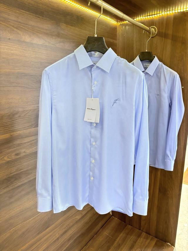 New# Sf Salvatore Ferragamo men's business casual plaid long-sleeved shirt, high