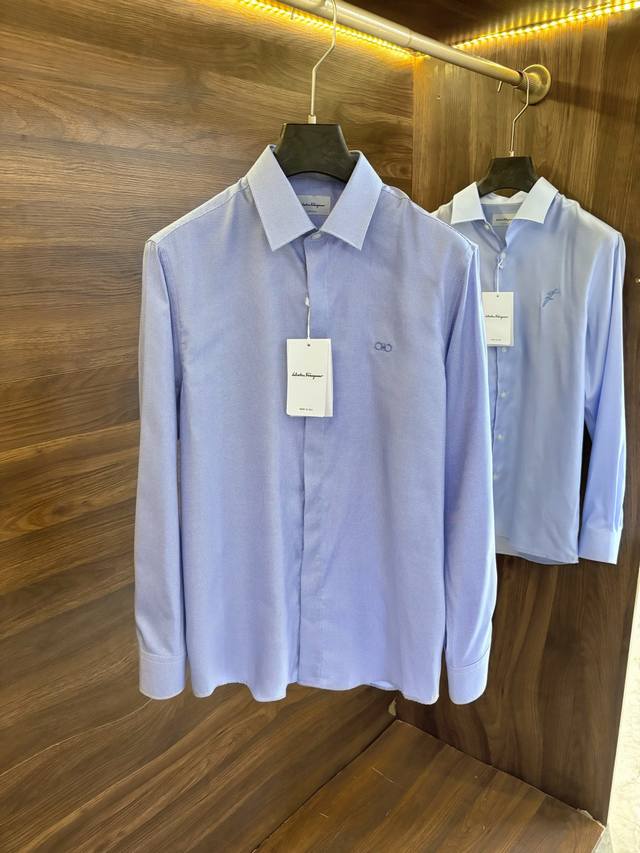 New# Sf Salvatore Ferragamo men's business casual plaid long-sleeved shirt, high