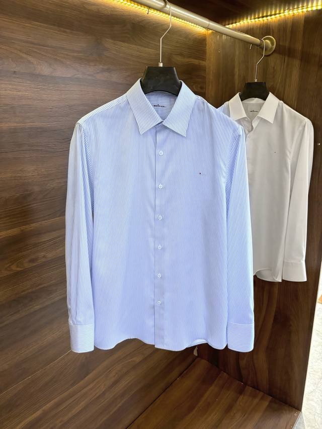 New# Kiton men's high-end business casual striped long-sleeved shirt. This shirt