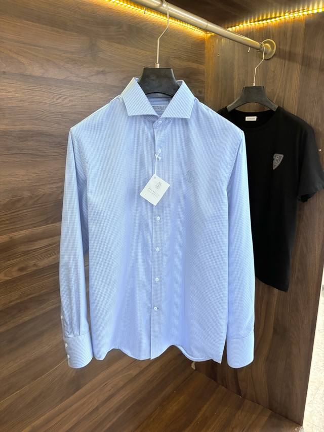 New# Bru**Llo Cuci**Lli Men's Business Casual Plaid Long Sleeve Shirt. Official
