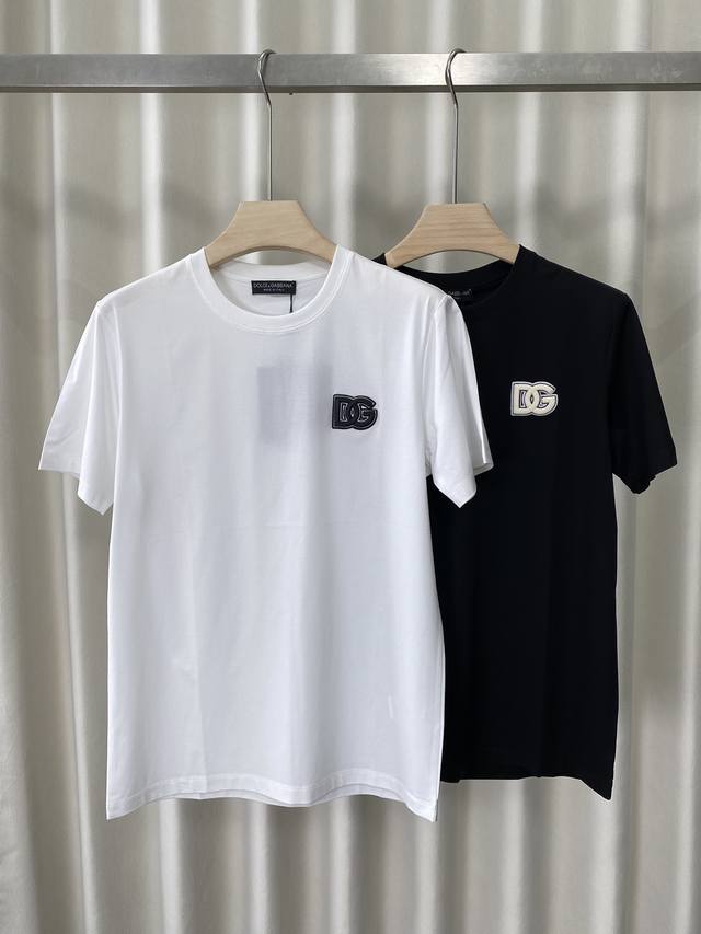 Dolce&Gabbana 25 Spring/Summer new product Dg embroidered logo round neck short-