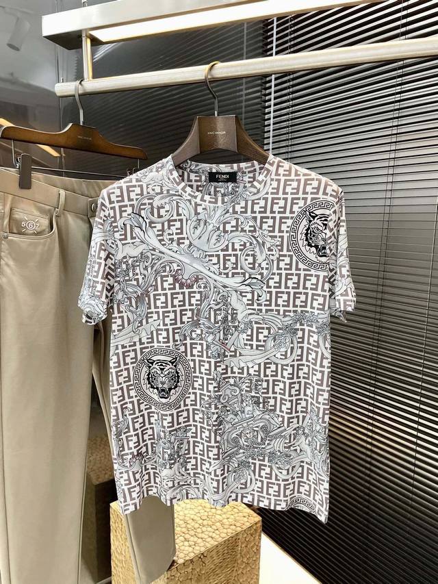 Ver Versace co-branded Fendi 2025Ss new 3D digital printed T-shirt, top casual s