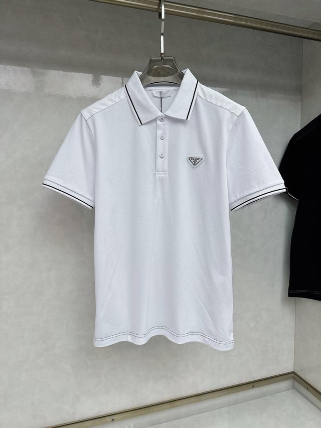 New Prada high-end men's pique cotton business casual lapel Polo shirt, from Tai