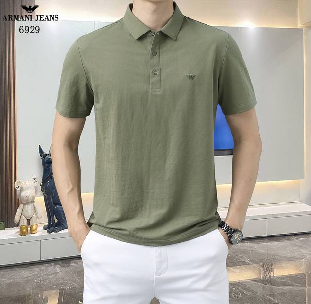 Armani-25Ss new spring and summer short-sleeved lapel T-shirt Polo, the highest