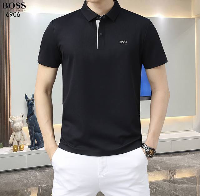 Boss-25Ss new spring and summer short-sleeved lapel T-shirt Polo, the highest ve