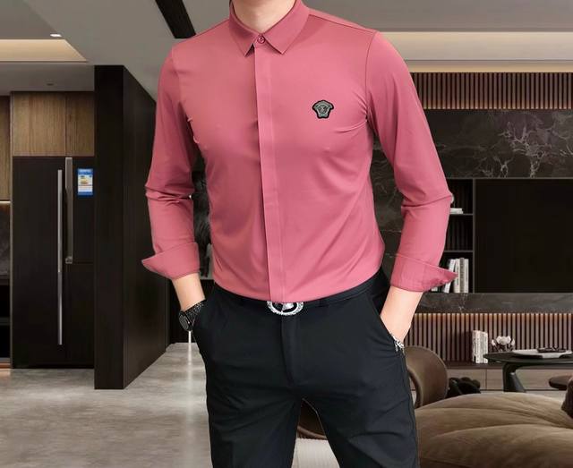 Versace 2025 Spring Men's Fashion Business Casual Long-sleeved Shirt, Hong Kong