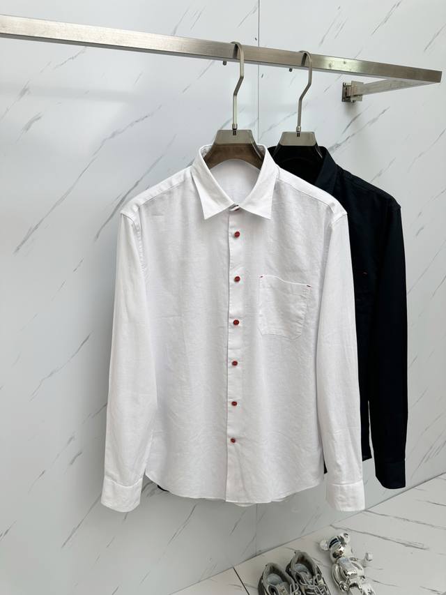 Kt linen shirt adds new colors ~ A pure color woven linen shirt with a unique ch