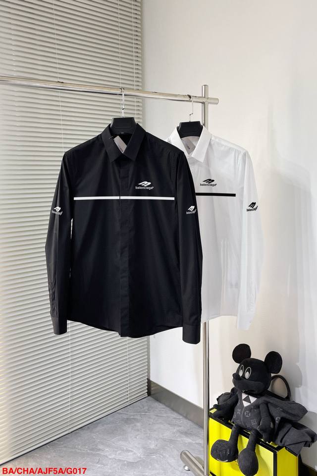 G017 Babalenciaga 25Fw 3B white stripe embroidered shirt A must-have item for da