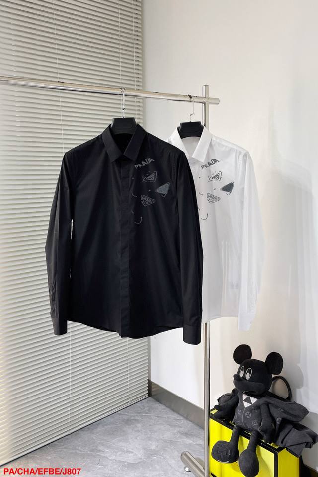 J807 Pa Prada's latest spring men's must-have shirt, 100% natural cotton, comfor