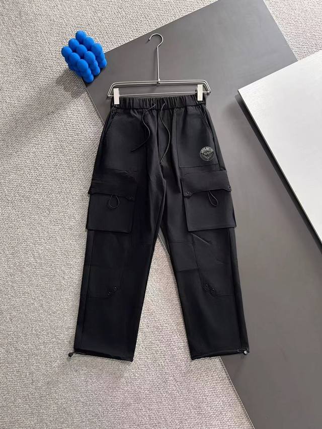Next-day delivery Lv 2025 spring and summer new elastic casual pants, medium-thi