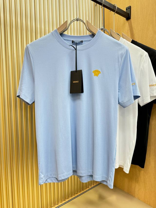 Versace top quality 2025 new short sleeves! Selected 100-count double-sided merc