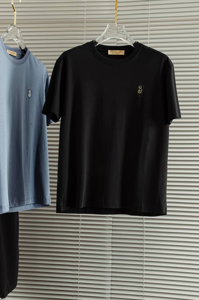 New# Burberry 2025 Spring and Summer Ss Mercerized Round Neck T-shirt#Selected i