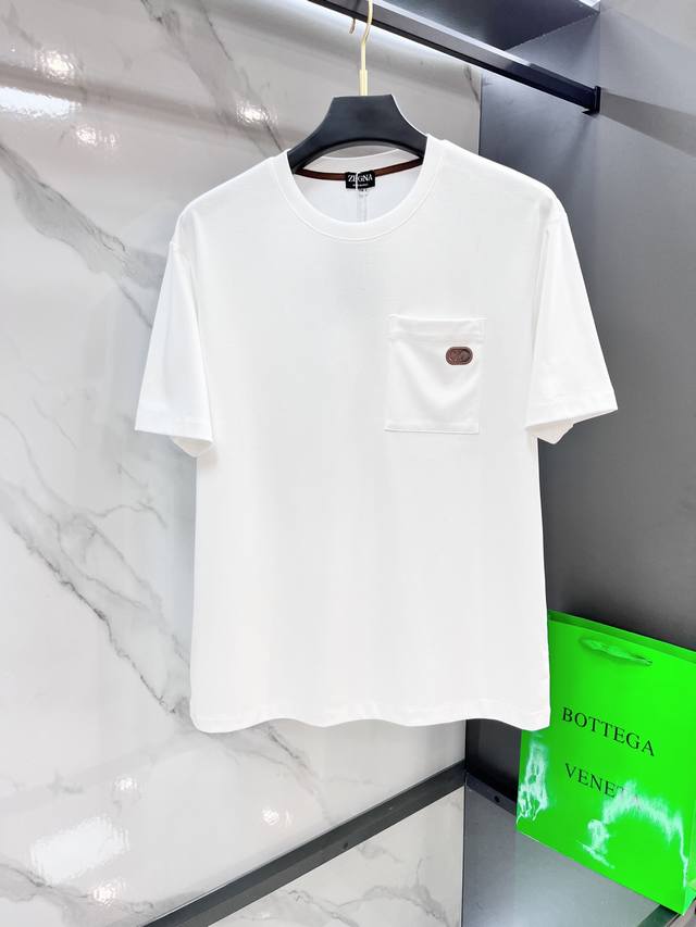Zegna 2025 hot-selling pure cotton short-sleeves, fabric classic logo pattern Lo