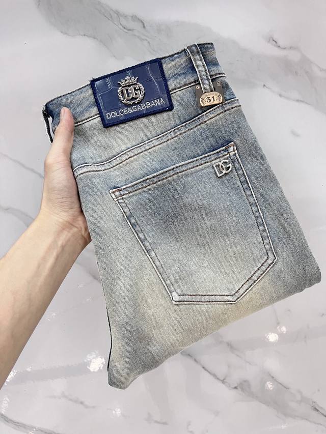 Dg 2025Ss early spring new thin heavy casual jeans, imported high-quality washed