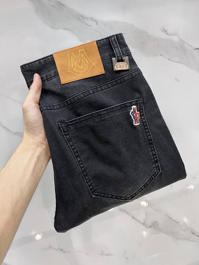 Moncler 2025Ss early spring new thin heavy-duty casual jeans, imported high-qual