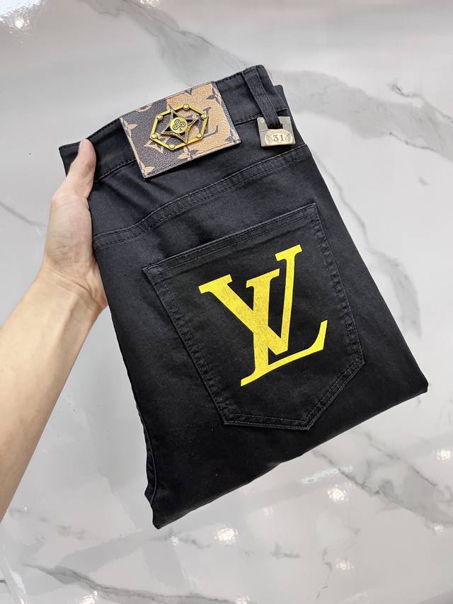 Lv 2025Ss early spring new thin heavy-duty casual jeans, imported high-quality w