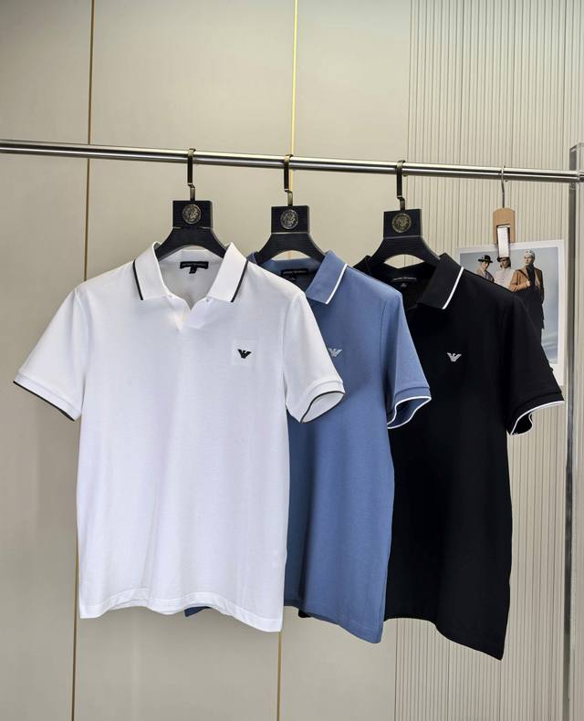 Armani, 25 Spring and Summer new original men's lapel Polo shirt short-sleeved T