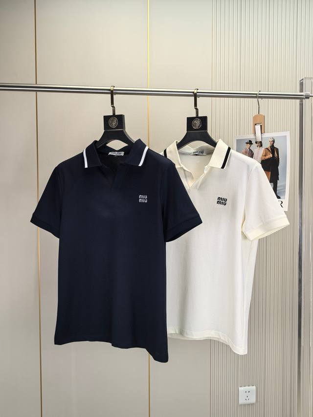 Miumiu, 25 Spring and Summer new original men's lapel Polo shirt short-sleeved T