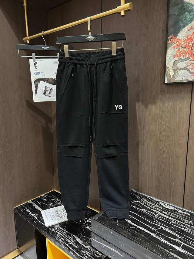 Y3.2025 New Men's Casual Sweatpants with Cropped Legs Casual Pants Made of Terry