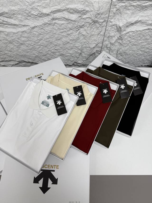 Descente gift box 25Ss summer men's business casual lapel short sleeves Fabric: