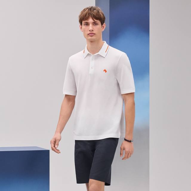 The latest horse head embroidered men's lapel T-shirt from Aimajia for the sprin