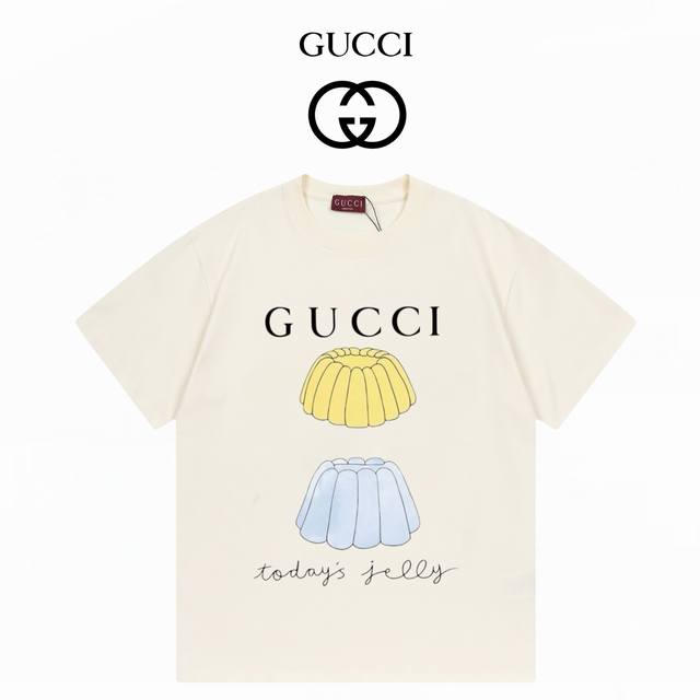 Gucci Illustration Series Digital Direct Inkjet 280g Double Yarn Short Sleeves :