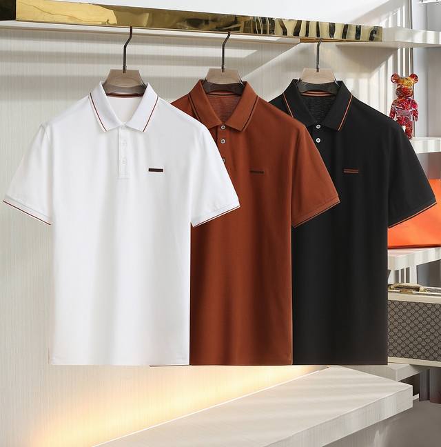 2025Ss new summer style! Jiejia's latest men's lapel short-sleeved Polo shirt, w