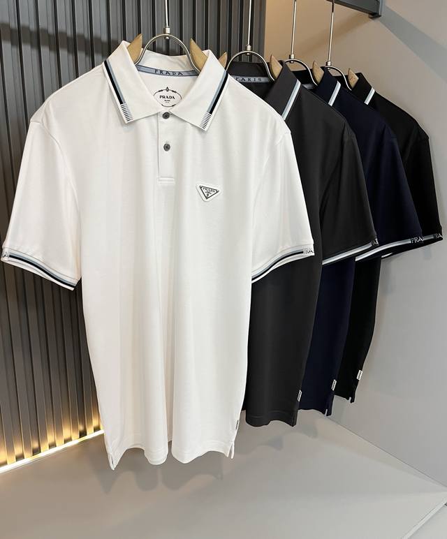 Prad*Puda 2025 Spring and Summer new classic element short-sleeved Polo shirt, c