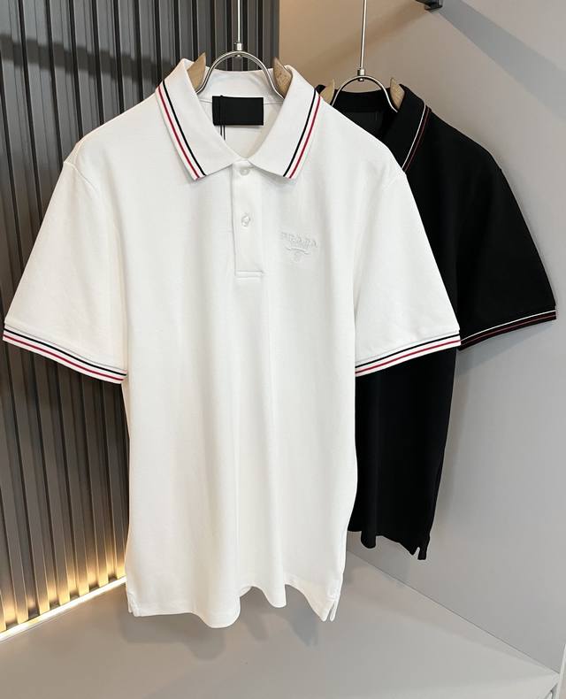 Prad*Puda 2025 Spring and Summer new classic element short-sleeved Polo shirt, c