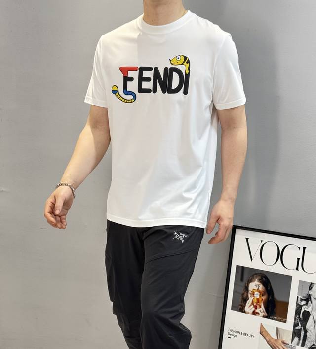 Tops and pants Fend* Fend 25S Spring and Summer new round neck T-shirt. Can be p